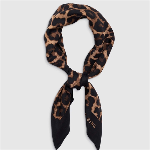 Anine Bing One York Tørklæde, Black And Brown Leopard 